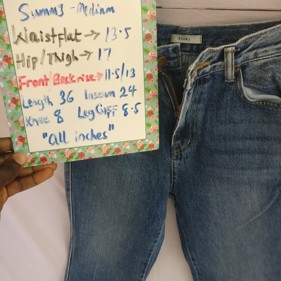 Flared jeans High waist Medium wash 100% soft cotton/sailor pocket/no stretch 27 - Picture 3 of 7